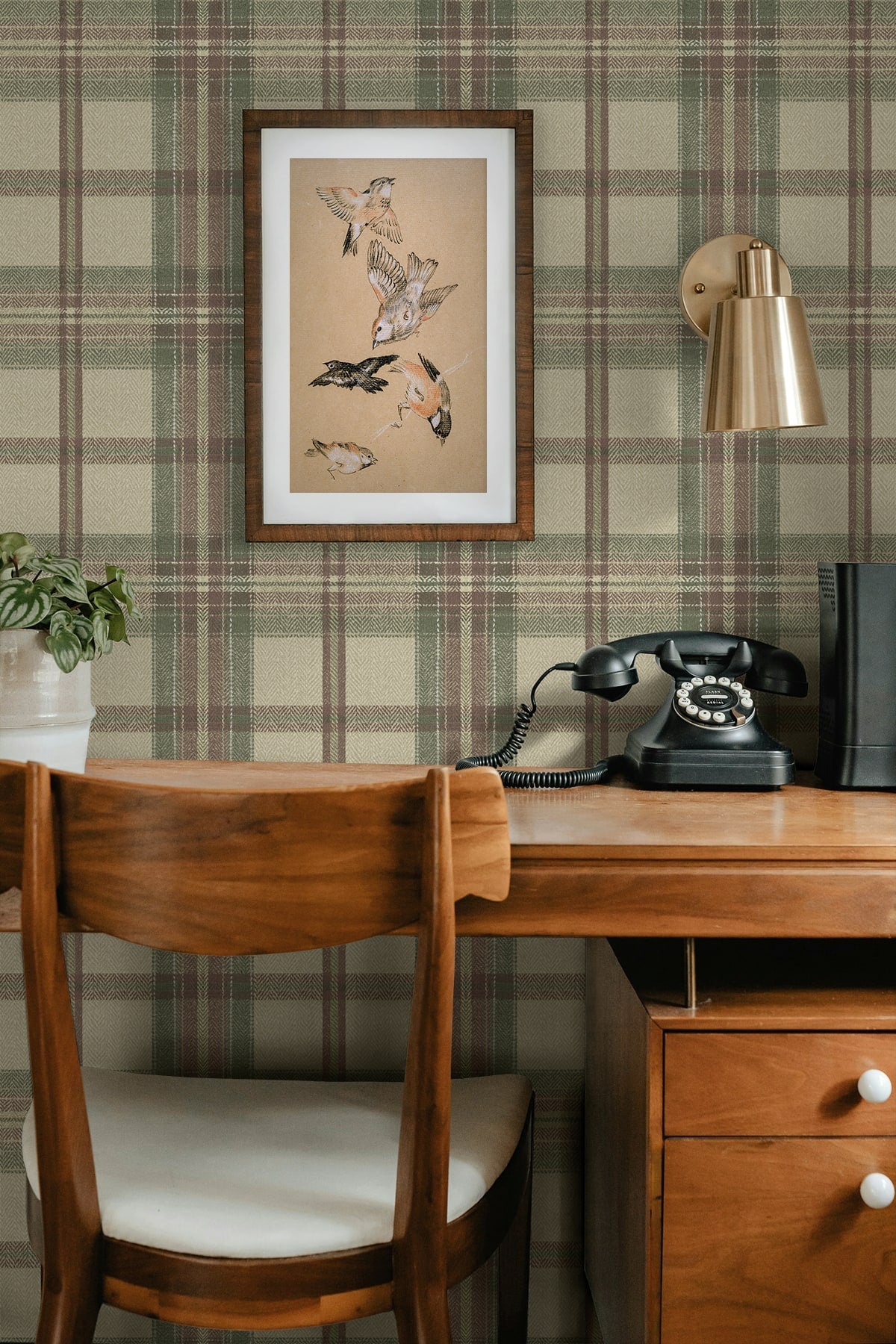 Herringbone Plaid Premium Matte Non-Woven Peel and Stick Wallpaper
