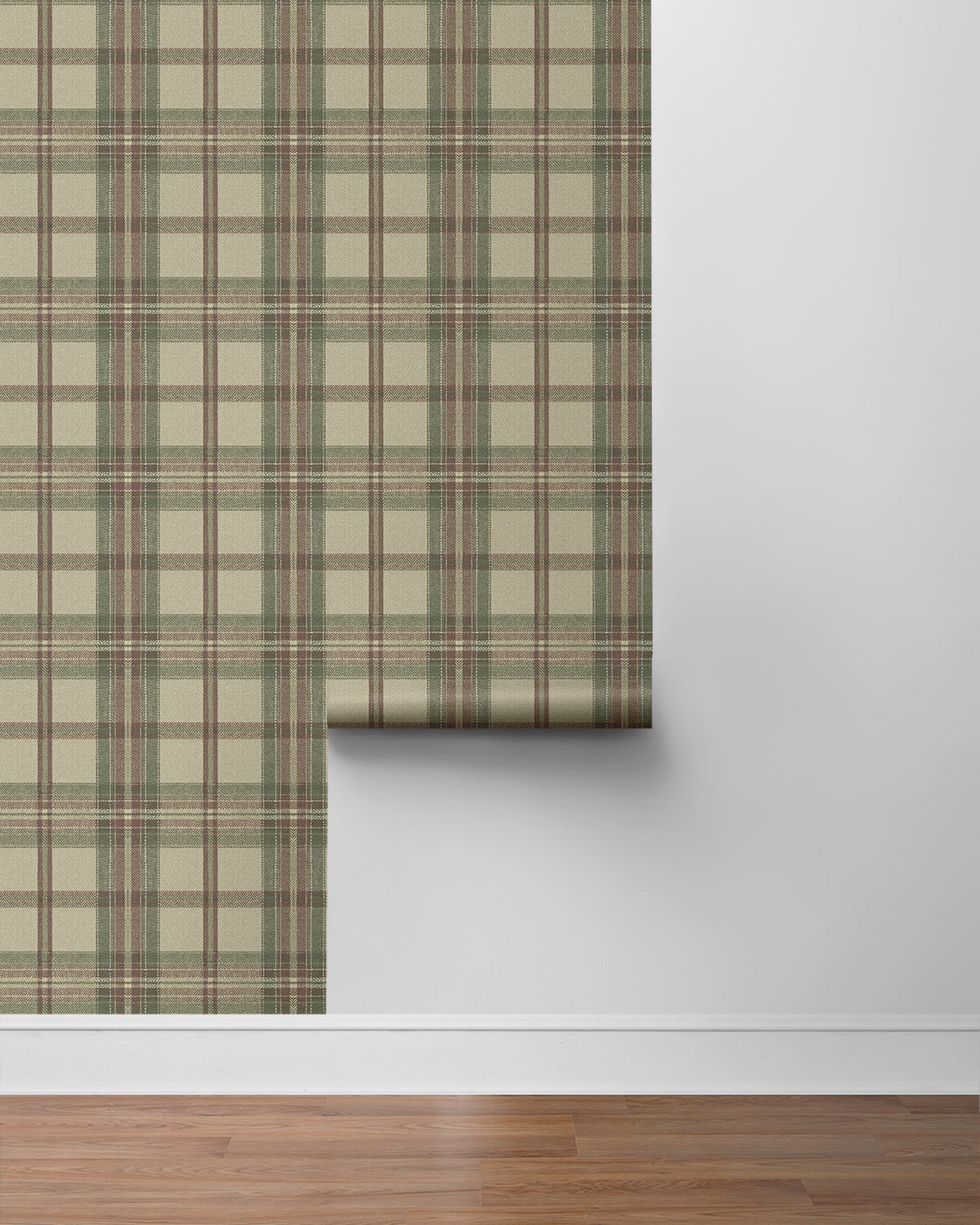 Herringbone Plaid Premium Matte Non-Woven Peel and Stick Wallpaper