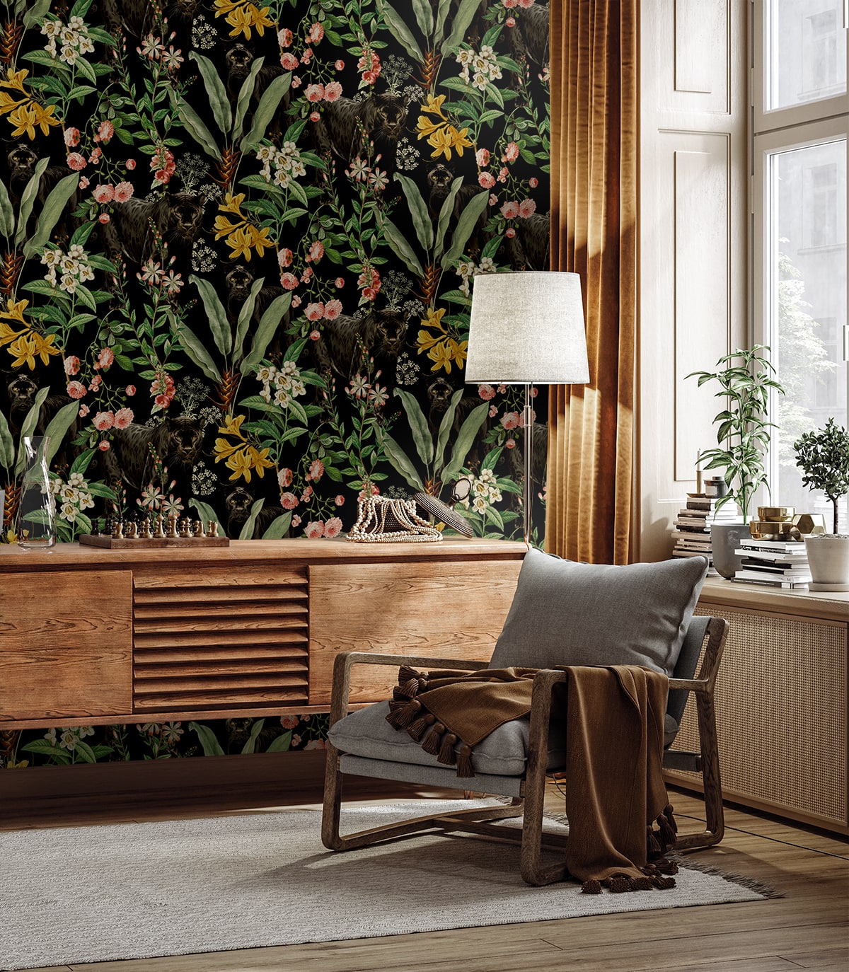 Panther Jungle Peel and Stick Removable Wallpaper
