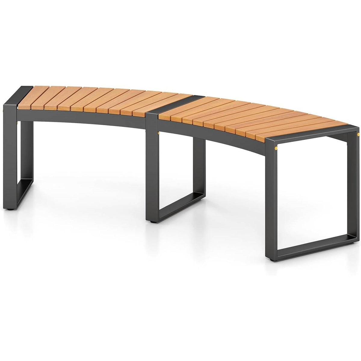 Outdoor, Metal Frame, Backless Garden Bench with Modern Arch Design