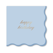 Happy Birthday Cocktail Napkins - Blue & Gold