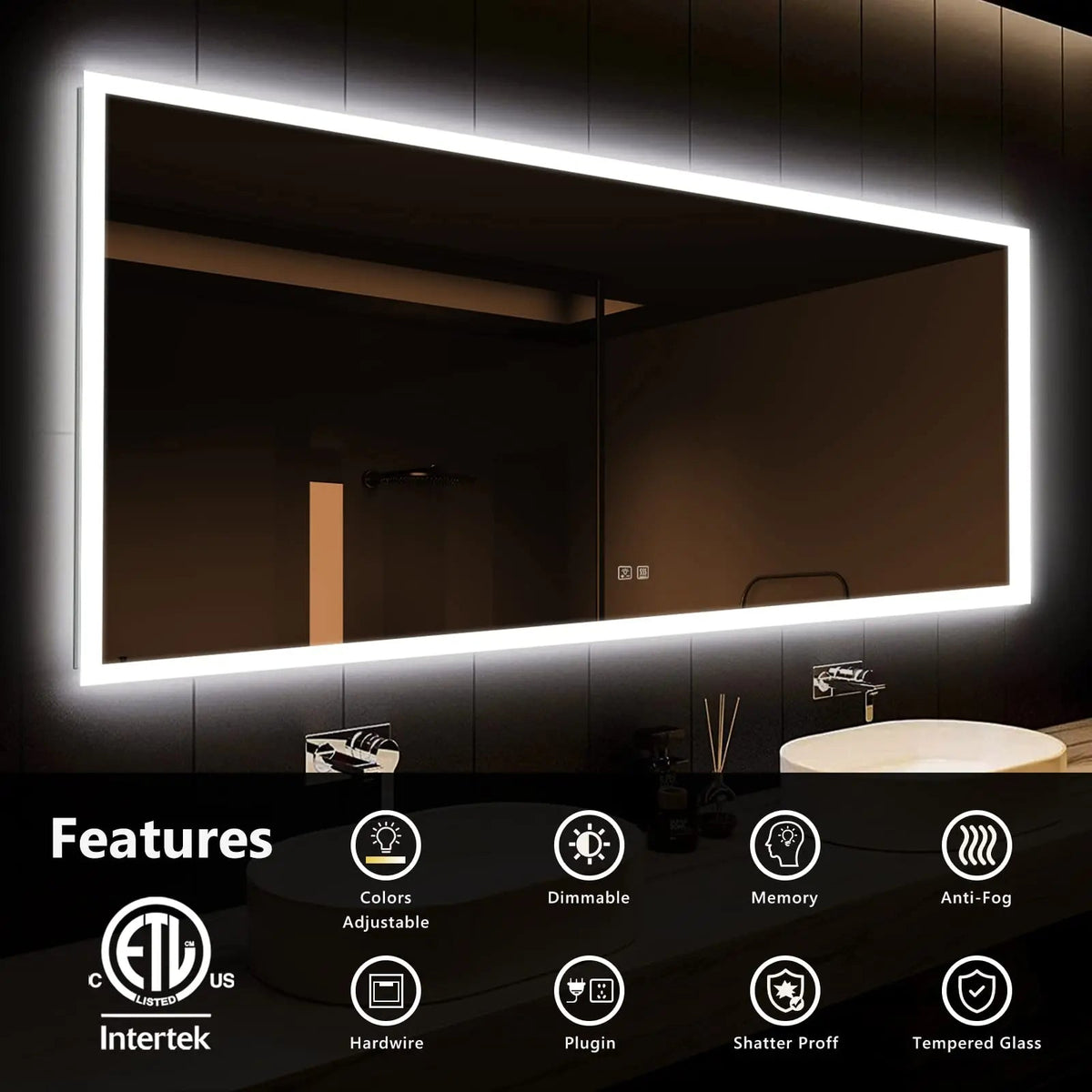 Deluxe Edge Glow LED Bathroom Mirror