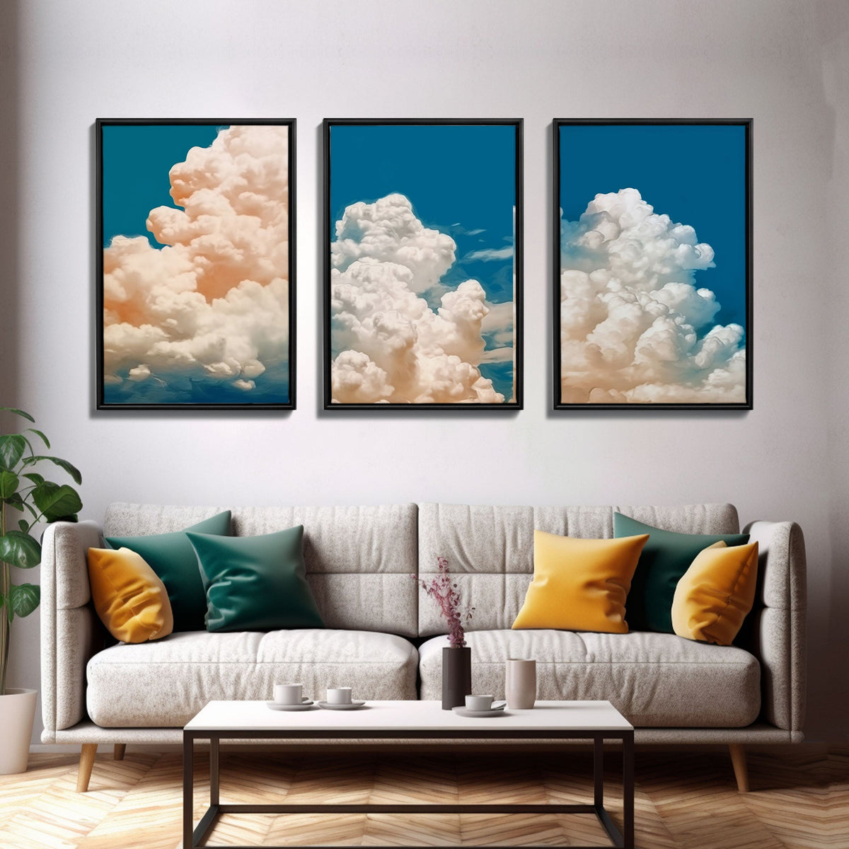 Cloud Wall Art Triptych 3 Piece Set