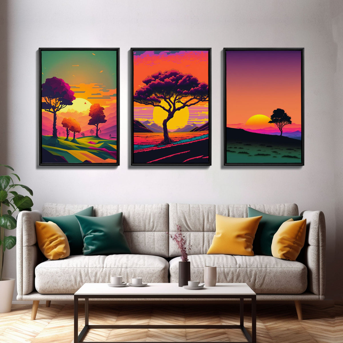 Triptych 3 Panel Wall Art, Framed Canvas Prints