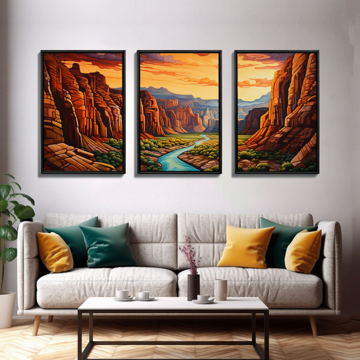 Canyon Art, Canvas Print, 3 Piece Wall Art