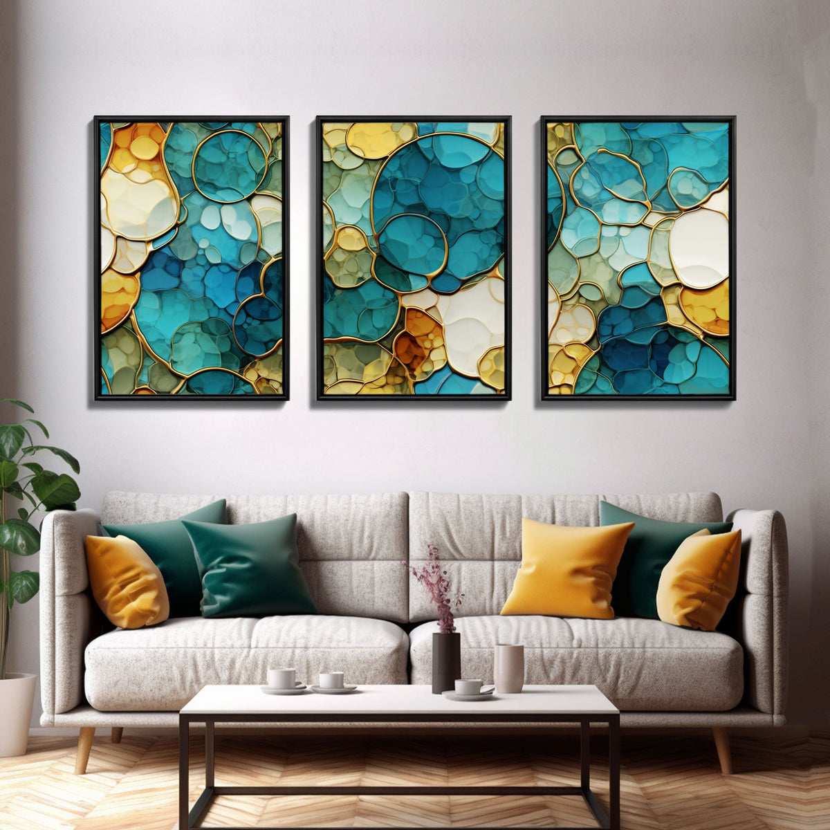 Abstract Art Print, Canvas Print, 3 Piece Wall Art