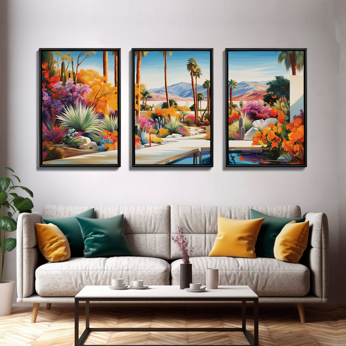 Palm Trees Art, Canvas Print, 3 Piece Wall Art