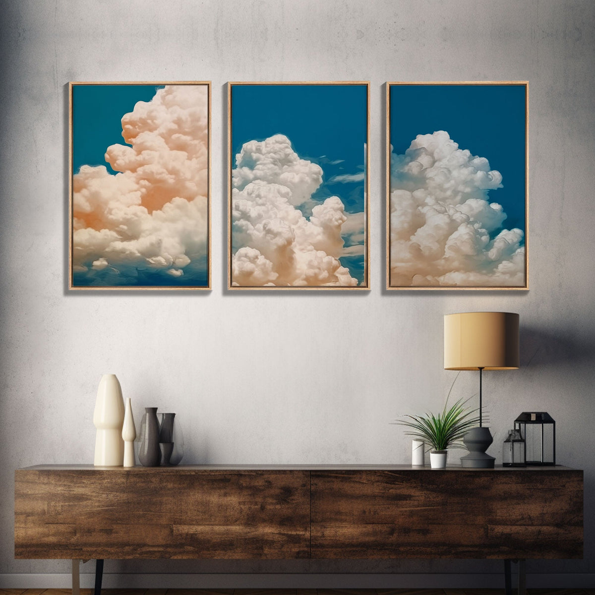 Cloud Wall Art Triptych 3 Piece Set