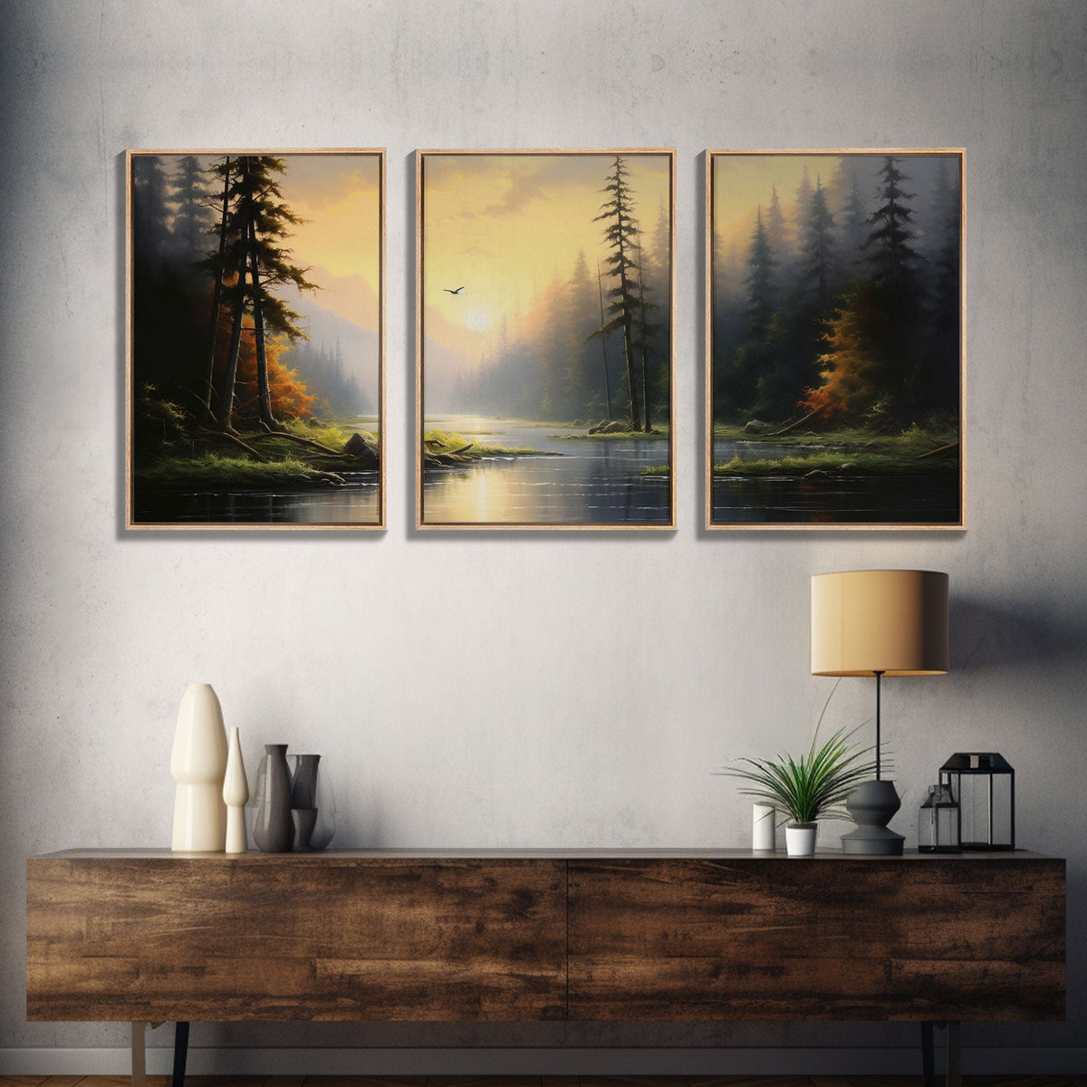 Forest Wall Art, Canvas Print, 3 Piece Wall Art