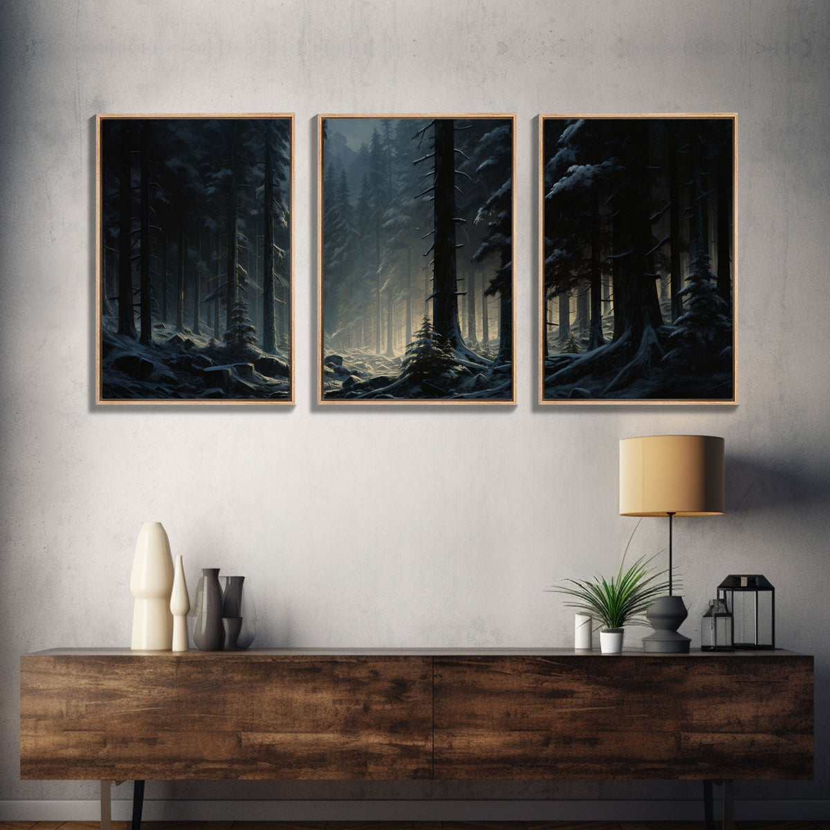Framed Canvas Print, Wall Art Set of 3
