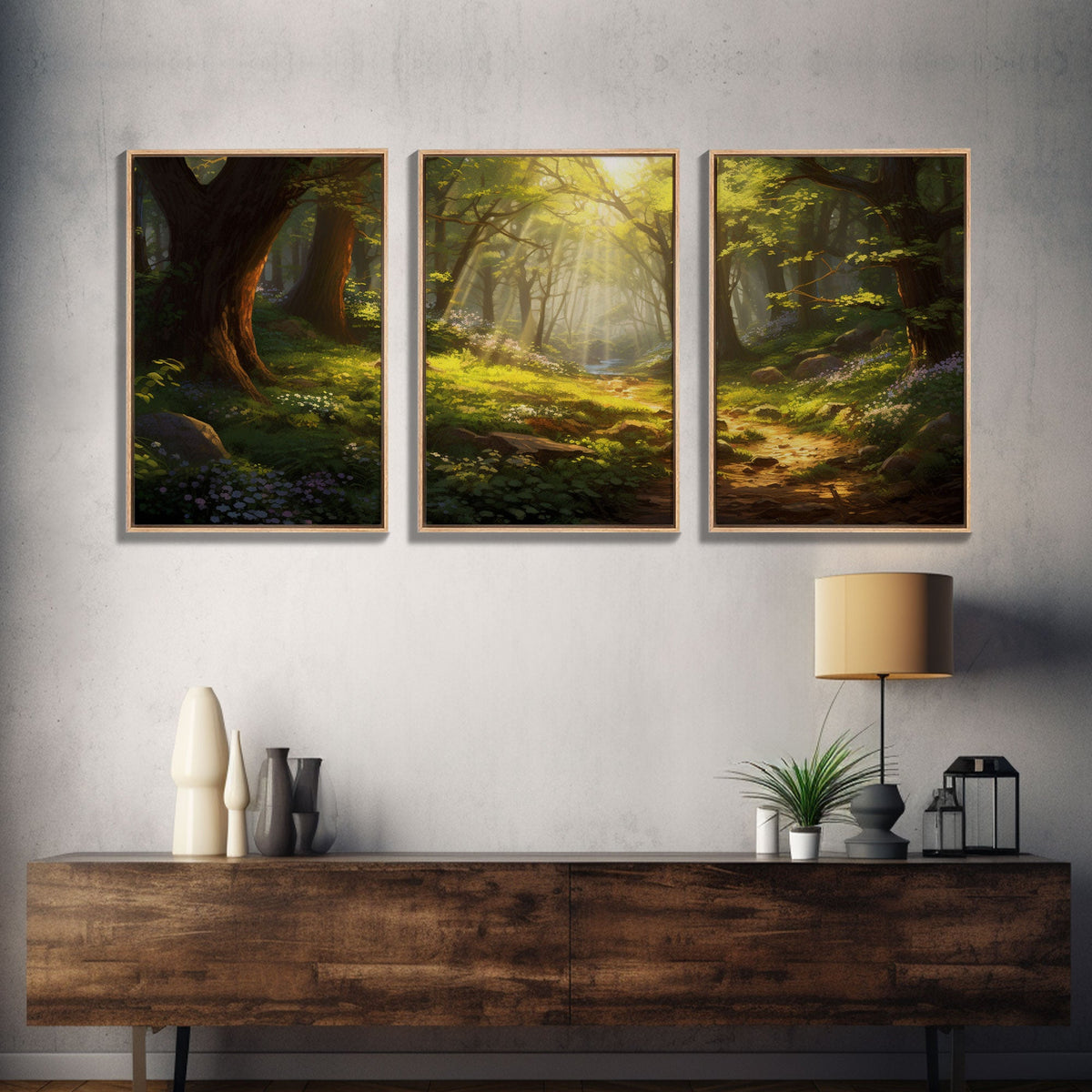 Forest Print Wall Art, Canvas Print, 3 Piece Wall Art