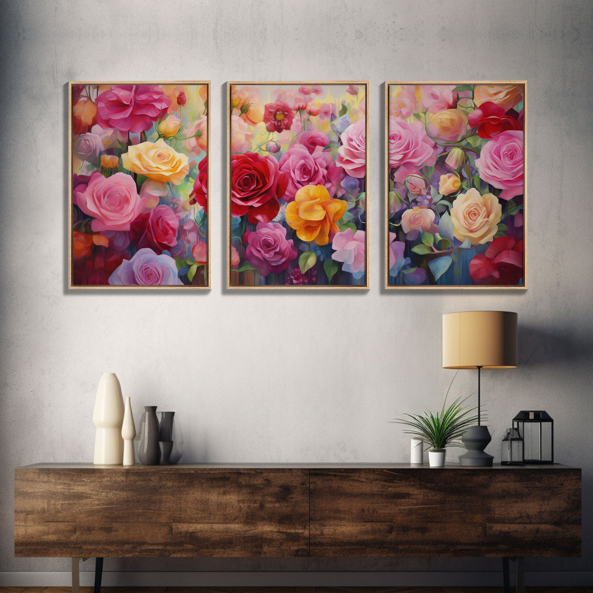 Roses Wall Art, Canvas Print, 3 Piece Wall Art