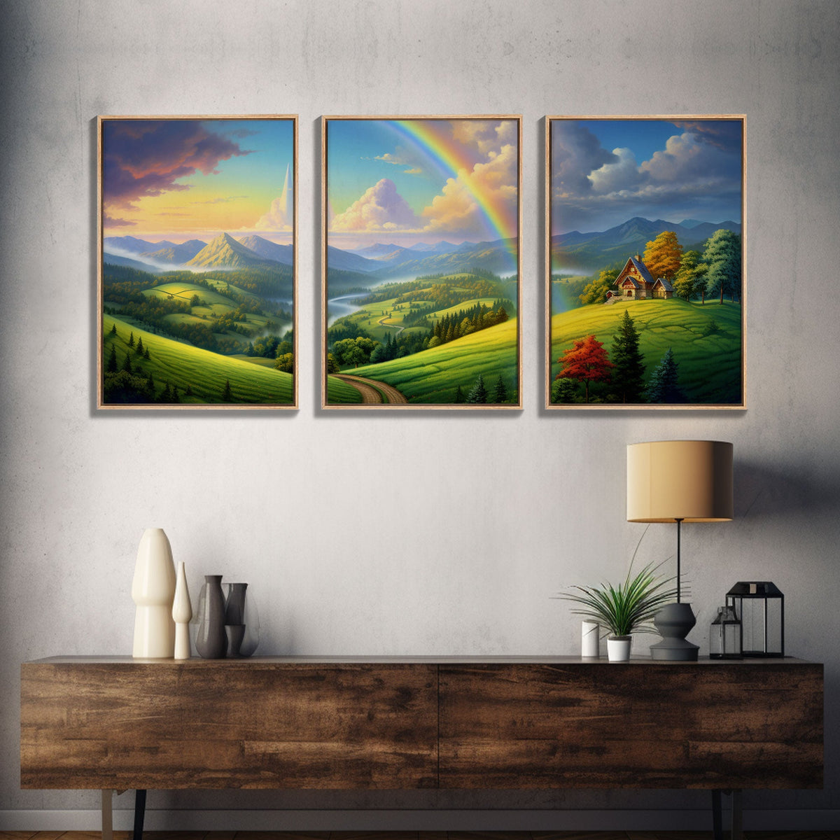 Rainbow Wall Art, Canvas Print, 3 Piece Wall Art