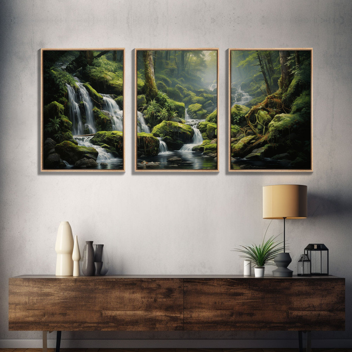 Waterfalls Wall Art, Canvas Print, 3 Piece Wall Art