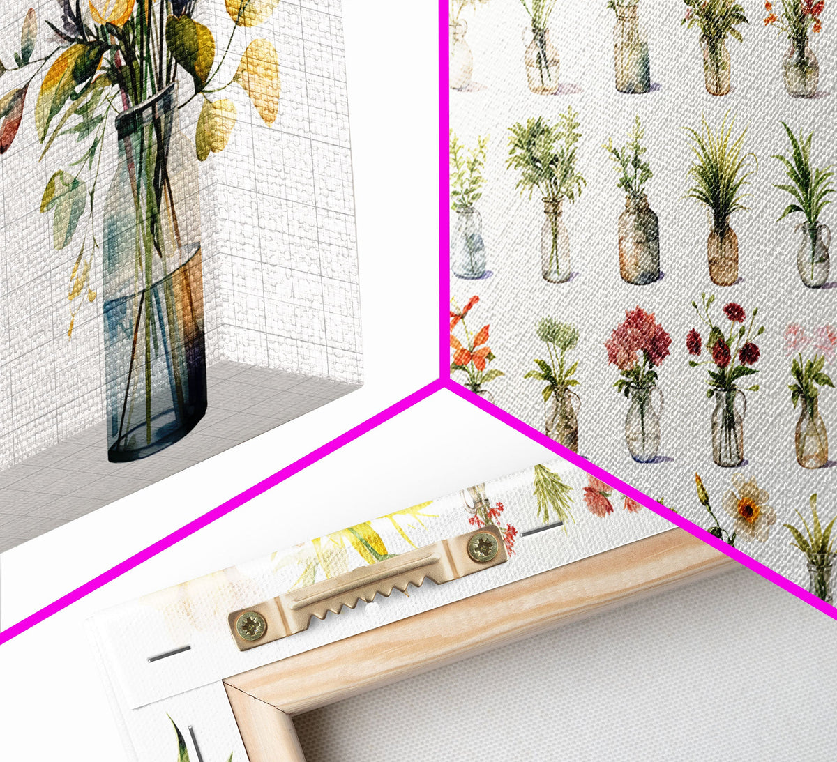 3 Piece Set, Cute Kawaii Floral Print, Wall Decor