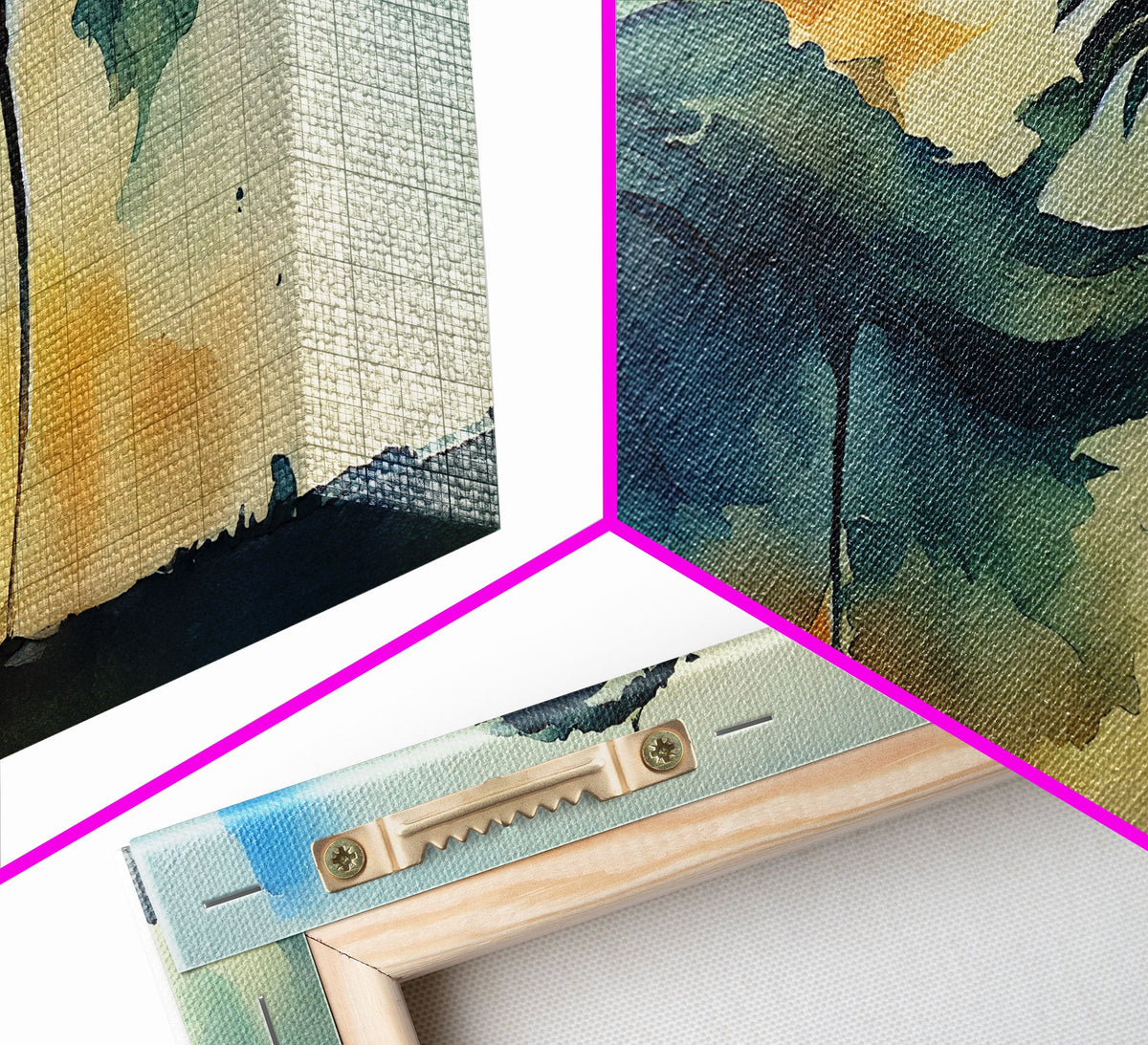 Watercolor of a Palm Tree Blowing in a Hurricane, 3 Piece Canvas Print, Wall Art