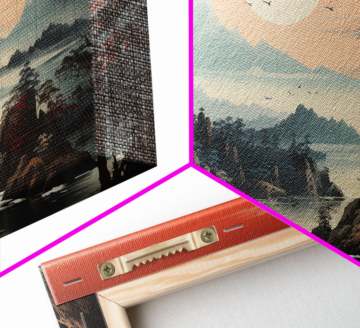 Japanese Wall Art, Mountains Print, Canvas Print, 3 Piece