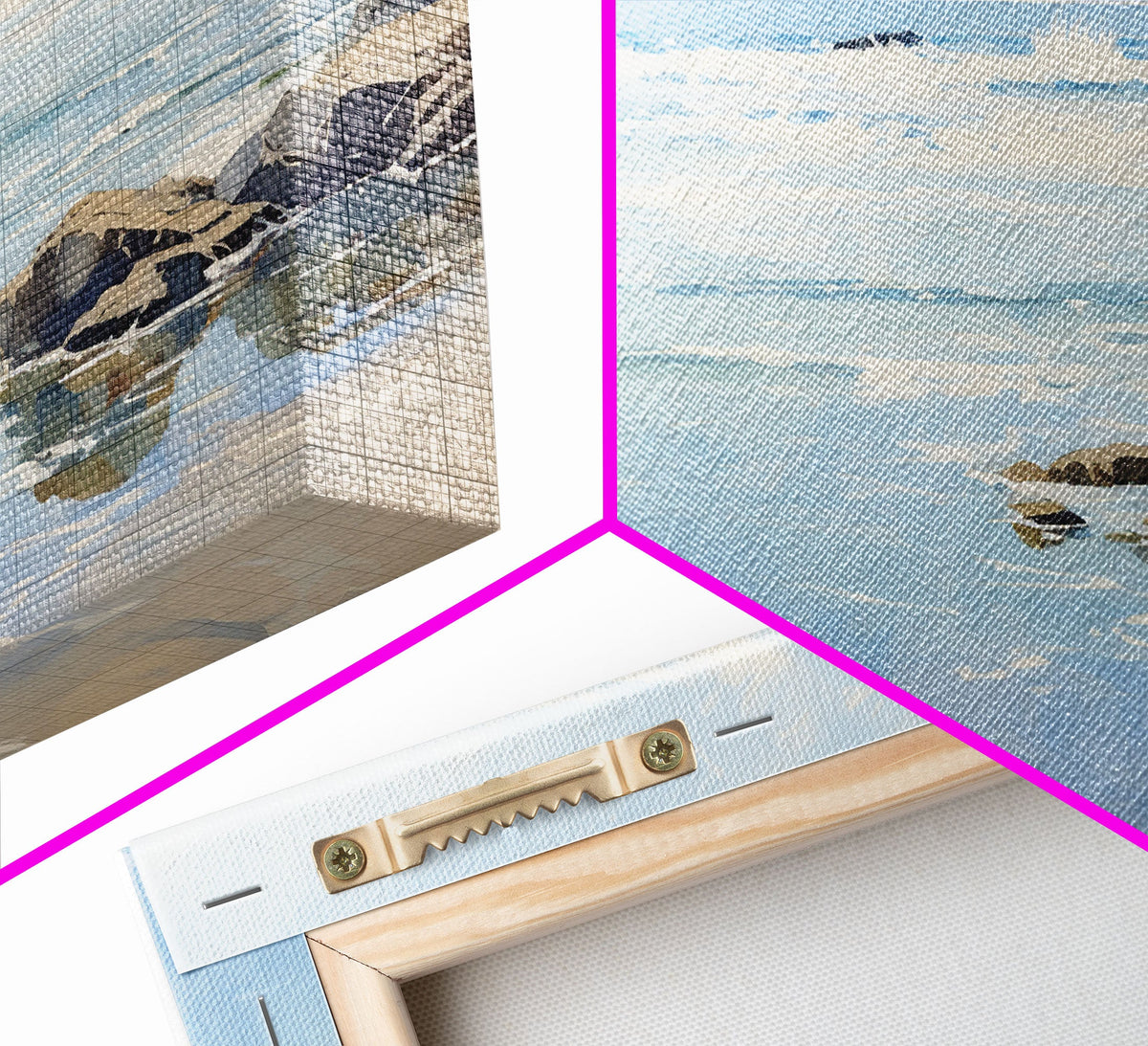Framed Ocean Art | 3 Piece Art | Triptych Painting