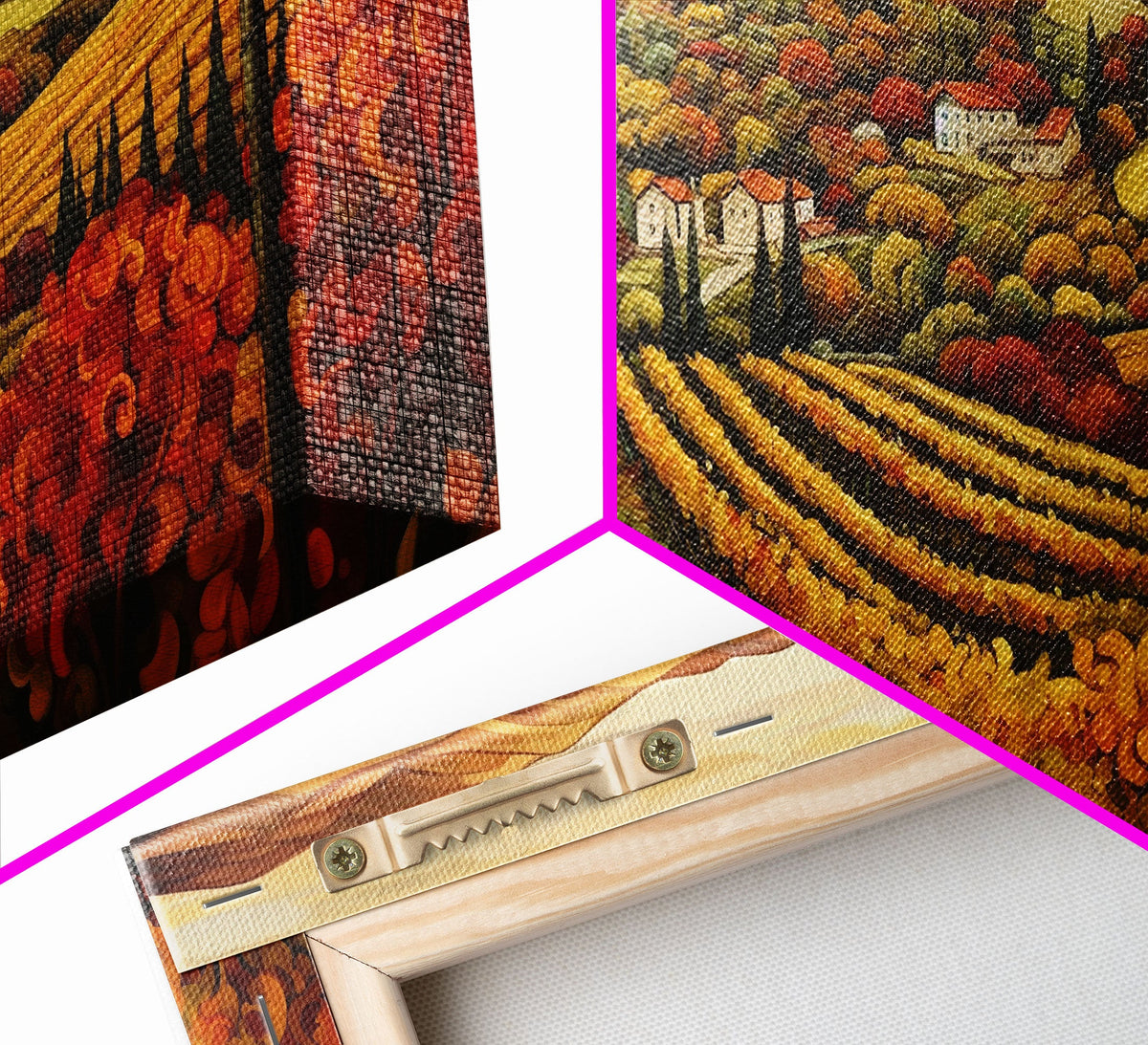 Italian Vineyard Framed Canvas Prints, 3 Piece Art