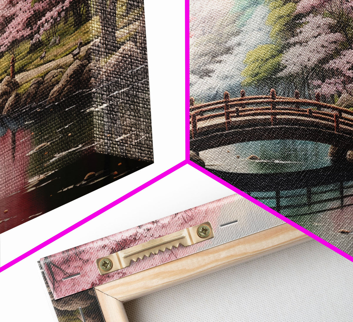 Japanese Print, Landscape Wall Art, Canvas Print, 3 Piece