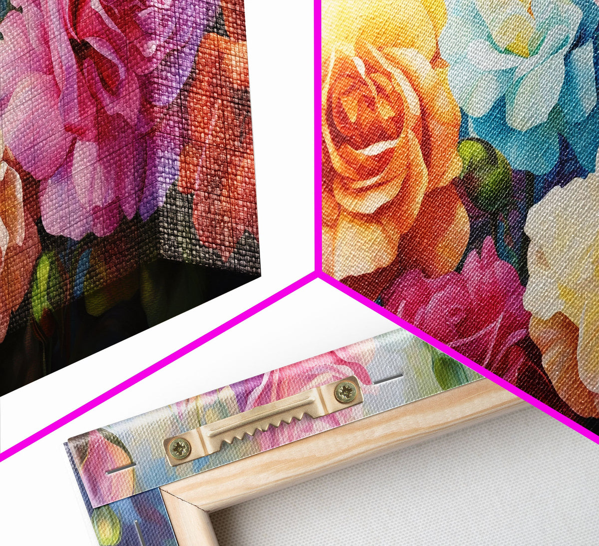 Beautiful Rose Art, Framed Canvas Print, 3 Piece Art Set