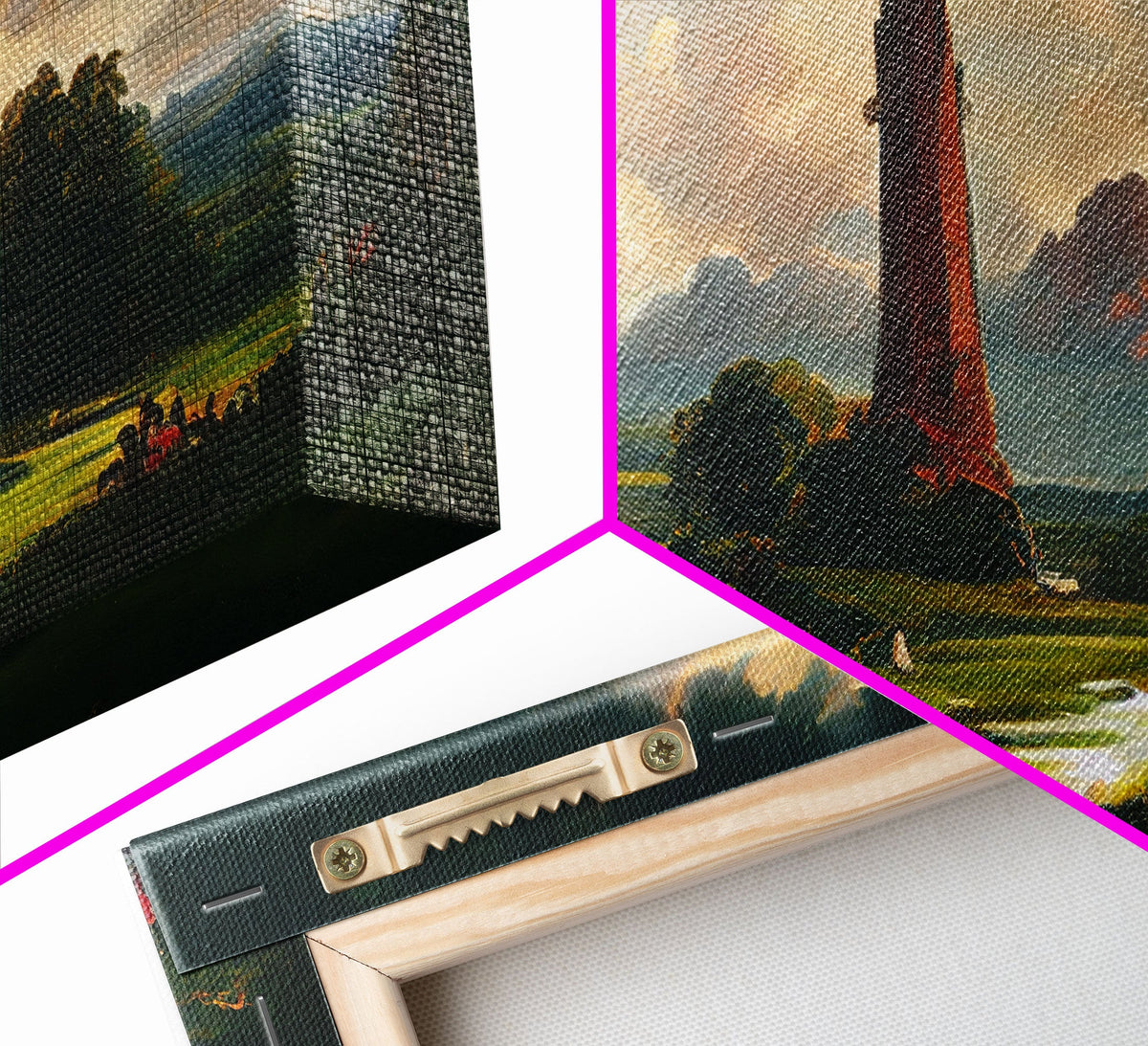 The Dark Tower, 3 Piece Panoramic Art, Ready To Hang Canvas Print