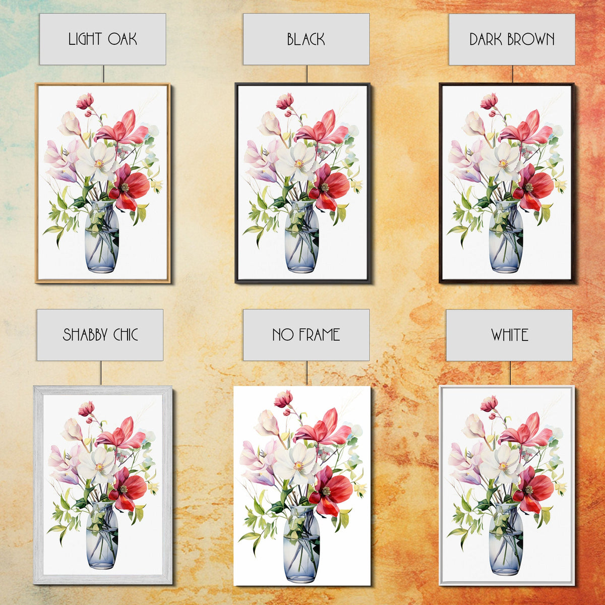 3 Piece Set, Cute Kawaii Floral Print, Wall Decor