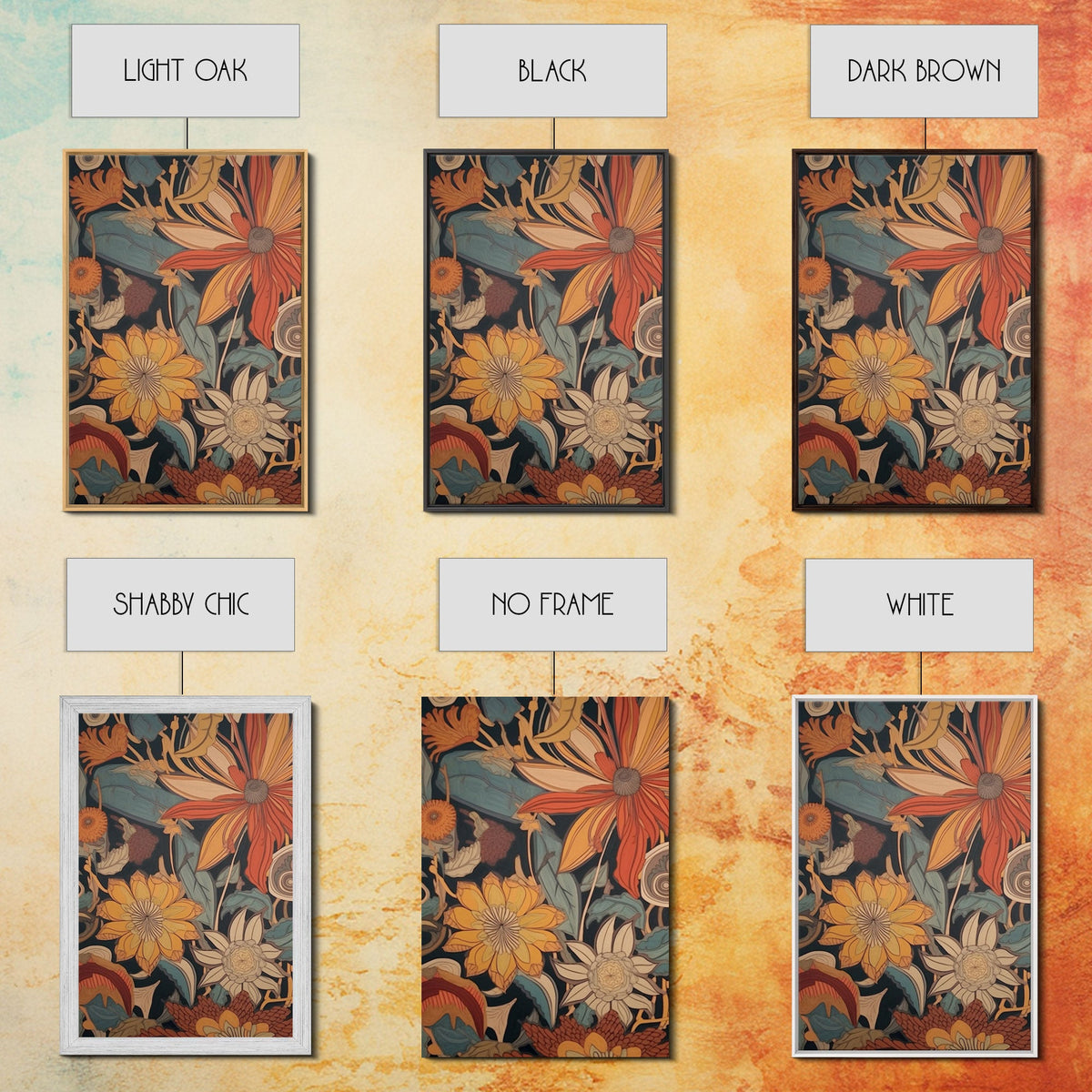 Midcentury Modern Framed Canvas Wall Art Set