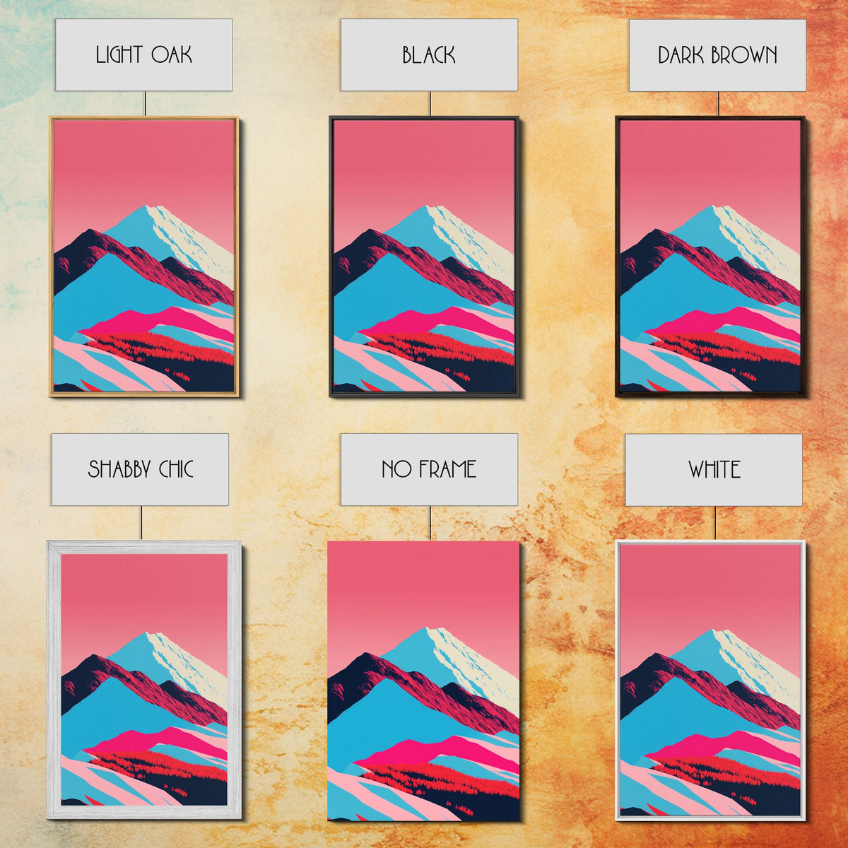 Minimalist Midcentury Wall Art, Framed Canvas Prints, 3 Piece Wall Art