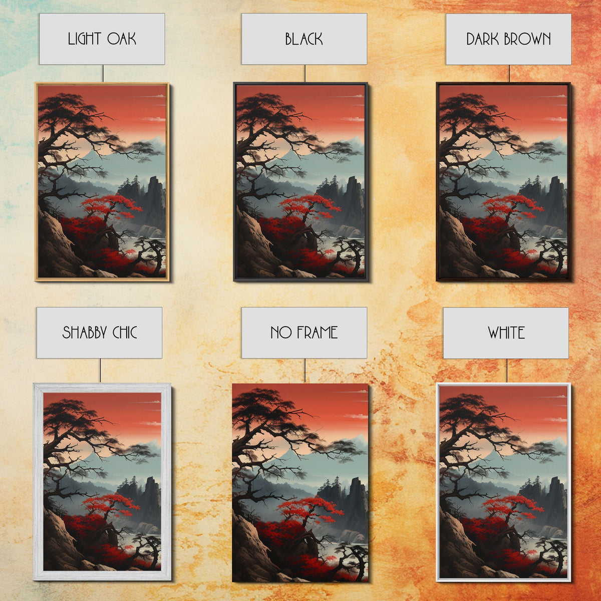 Japanese Wall Art, Mountains Print, Canvas Print, 3 Piece