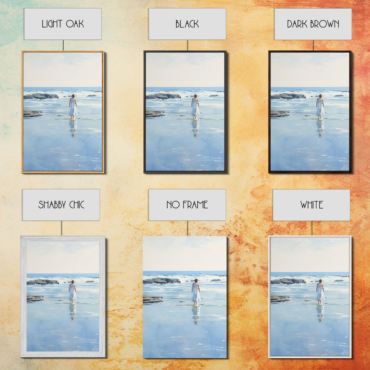 Framed Ocean Art | 3 Piece Art | Triptych Painting