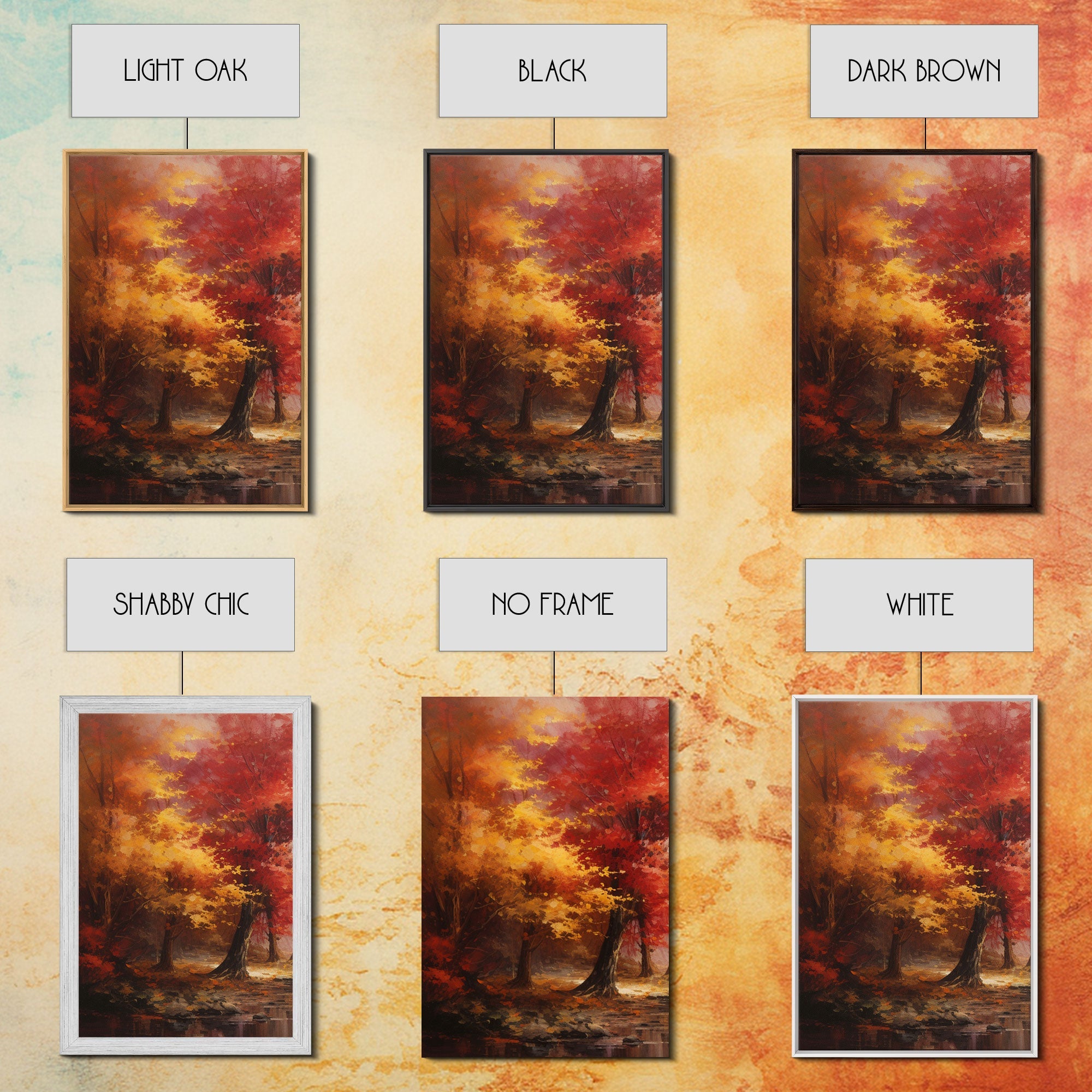 Fall Decor, 3 Piece Wall Art Set, Autumn Forest Oil Painting, Canvas Prints