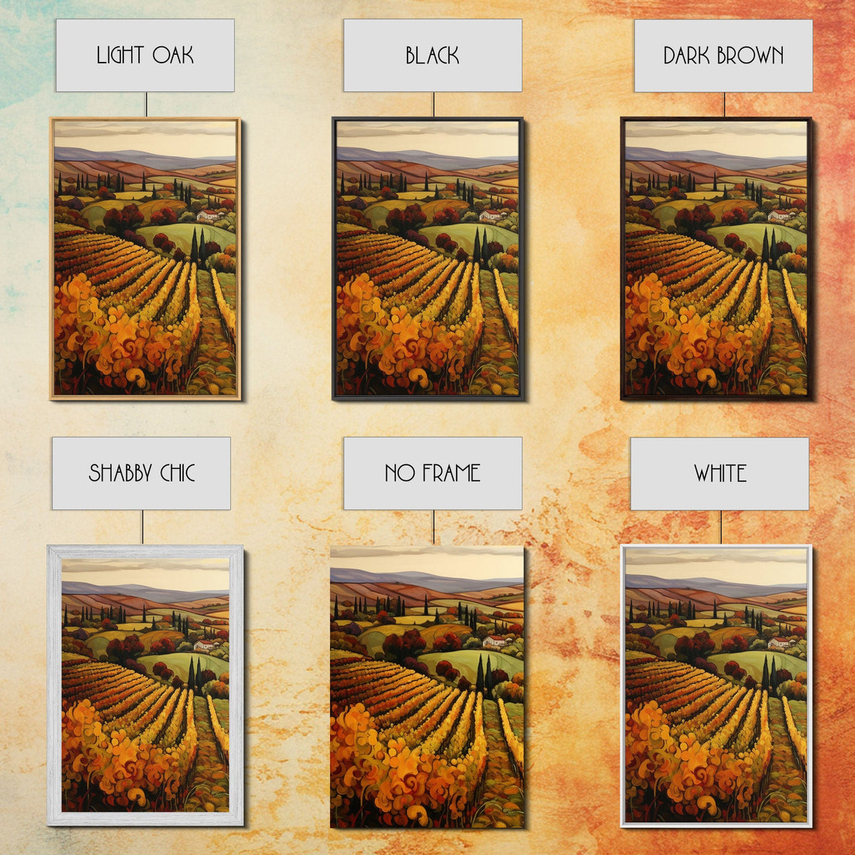 Italian Vineyard Framed Canvas Prints, 3 Piece Art
