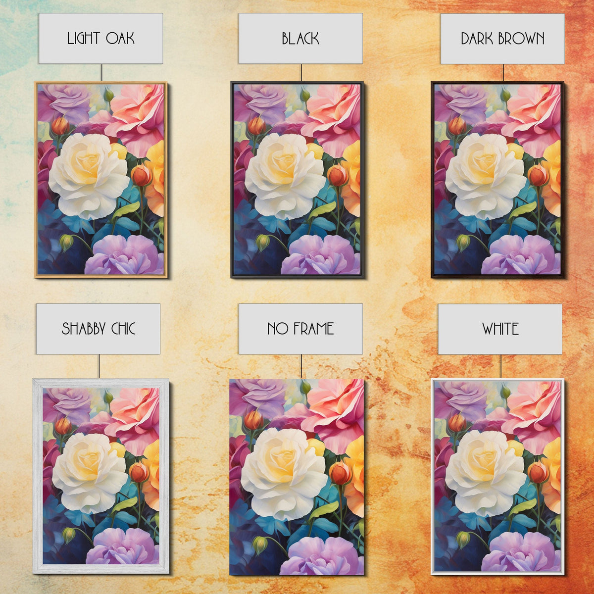 Beautiful Rose Art, Framed Canvas Print, 3 Piece Art Set