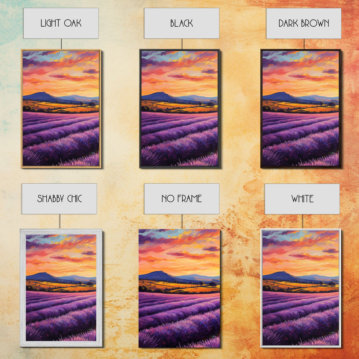 Purple Lavender Fields, 3 Piece Wall Art, Framed Canvas Print