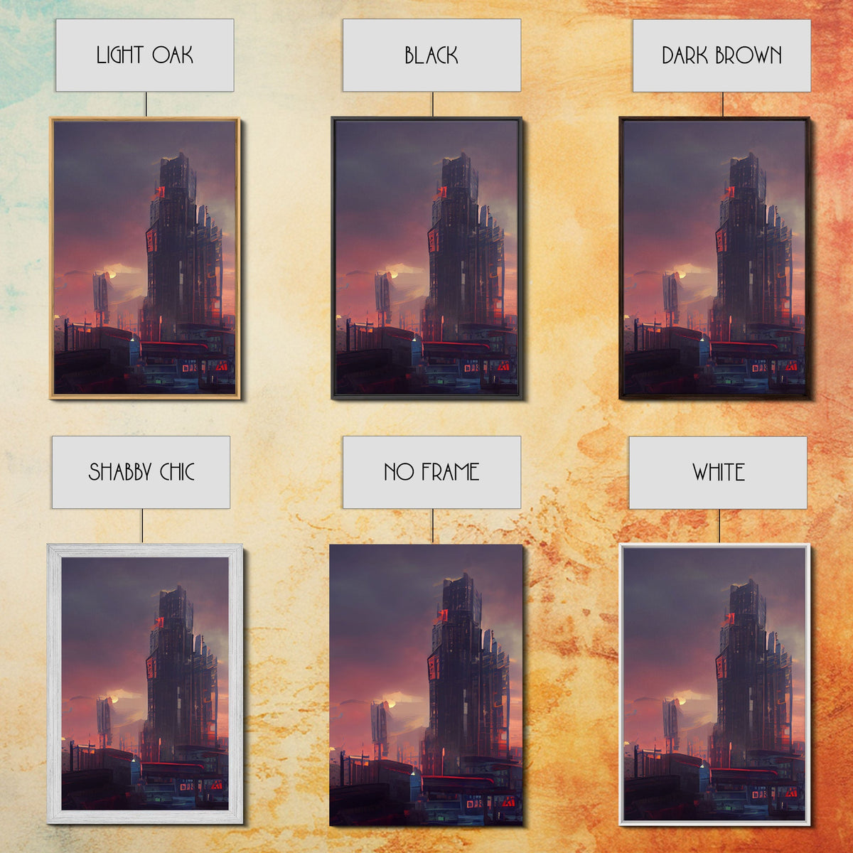 Cyberpunk City, 3 Piece Wall Art, Canvas Print