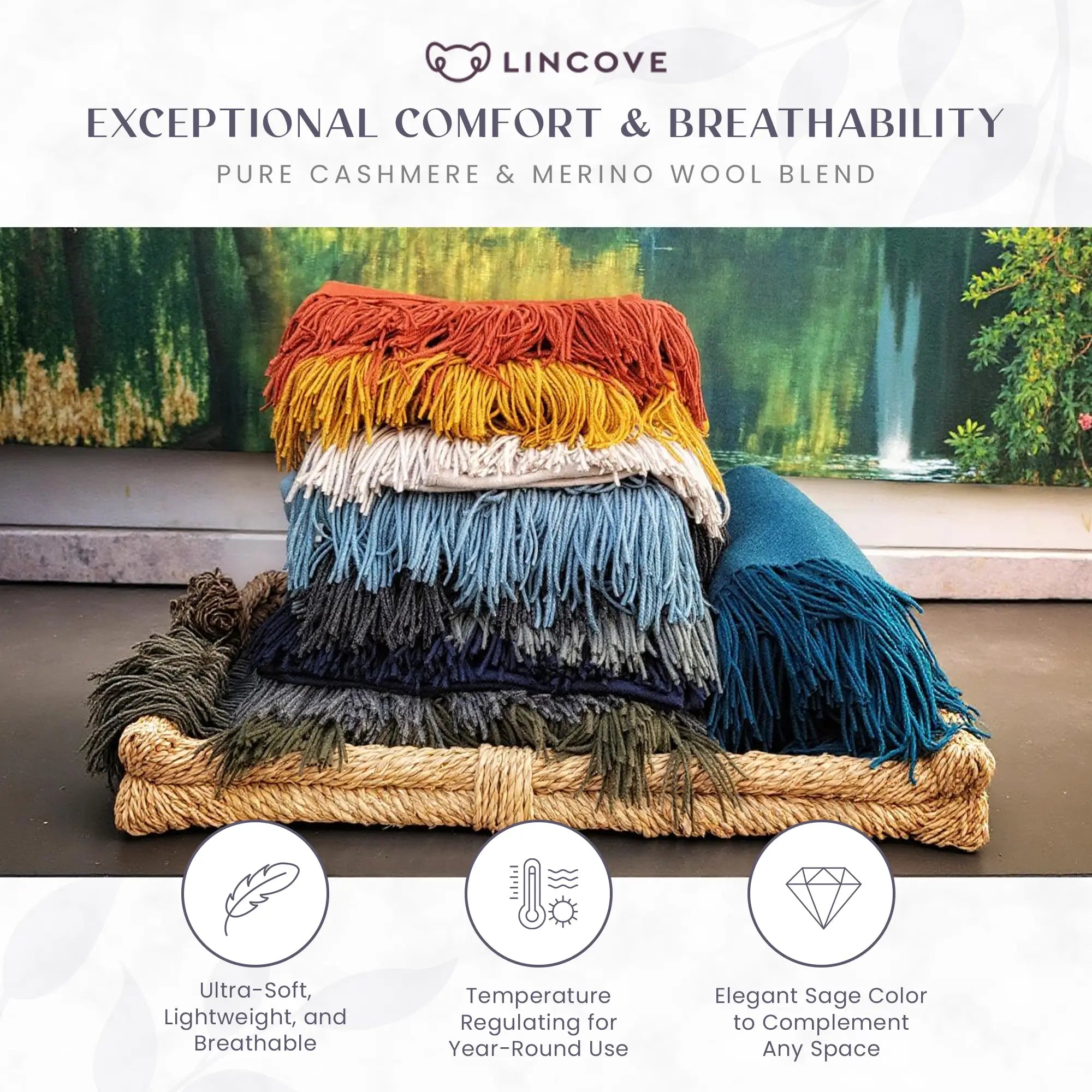 Cashmere Throw Blanket - 55"x74"