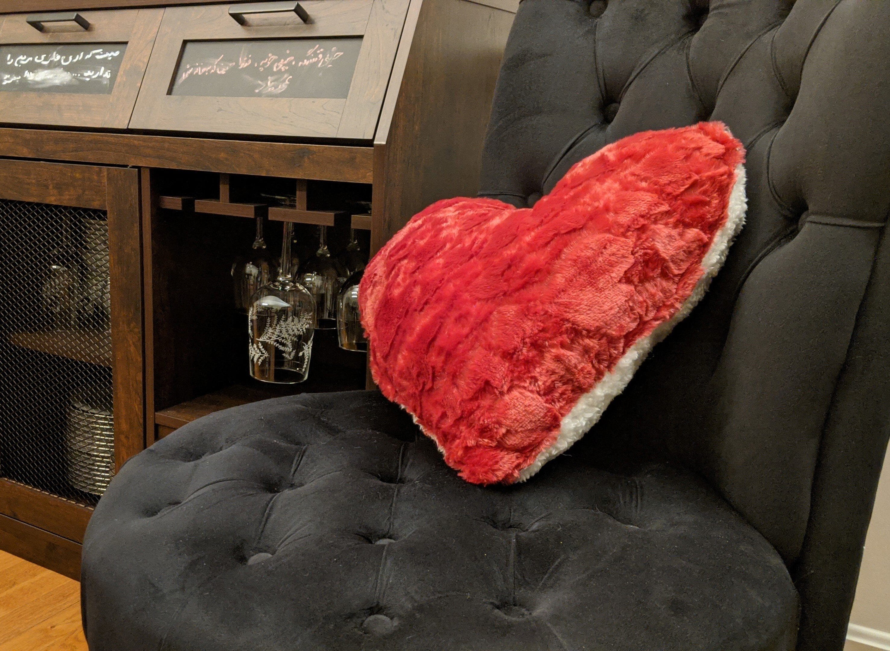 Romantic Valentine Heart Shaped Red Throw Pillow
