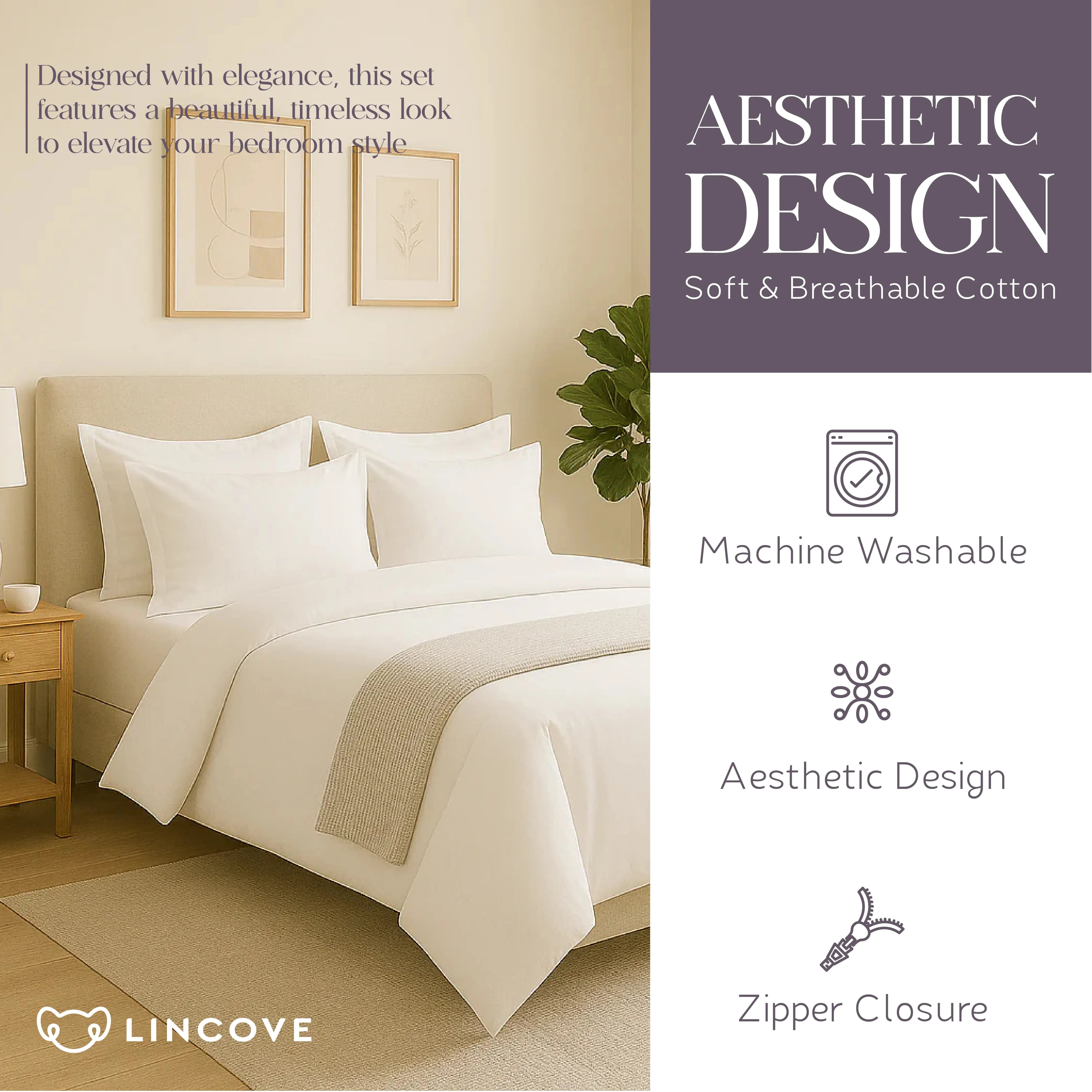 100% Cotton Duvet Cover Set, White - Classic Hotel Collection