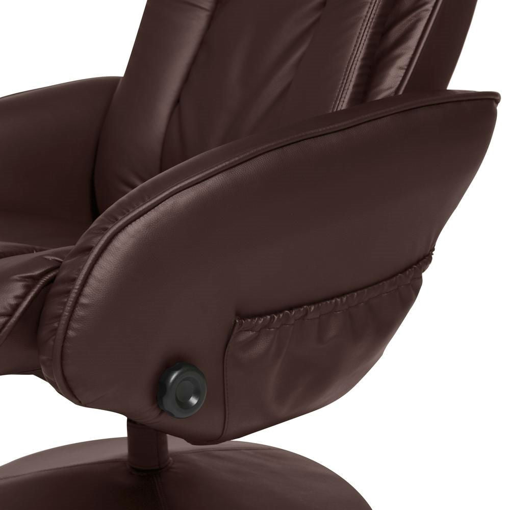 Brown Faux Leather Electric Recliner Chair w/ Ottoman