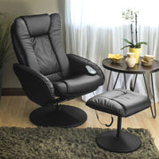 Black Faux Leather Electric Recliner Chair w/ Ottoman