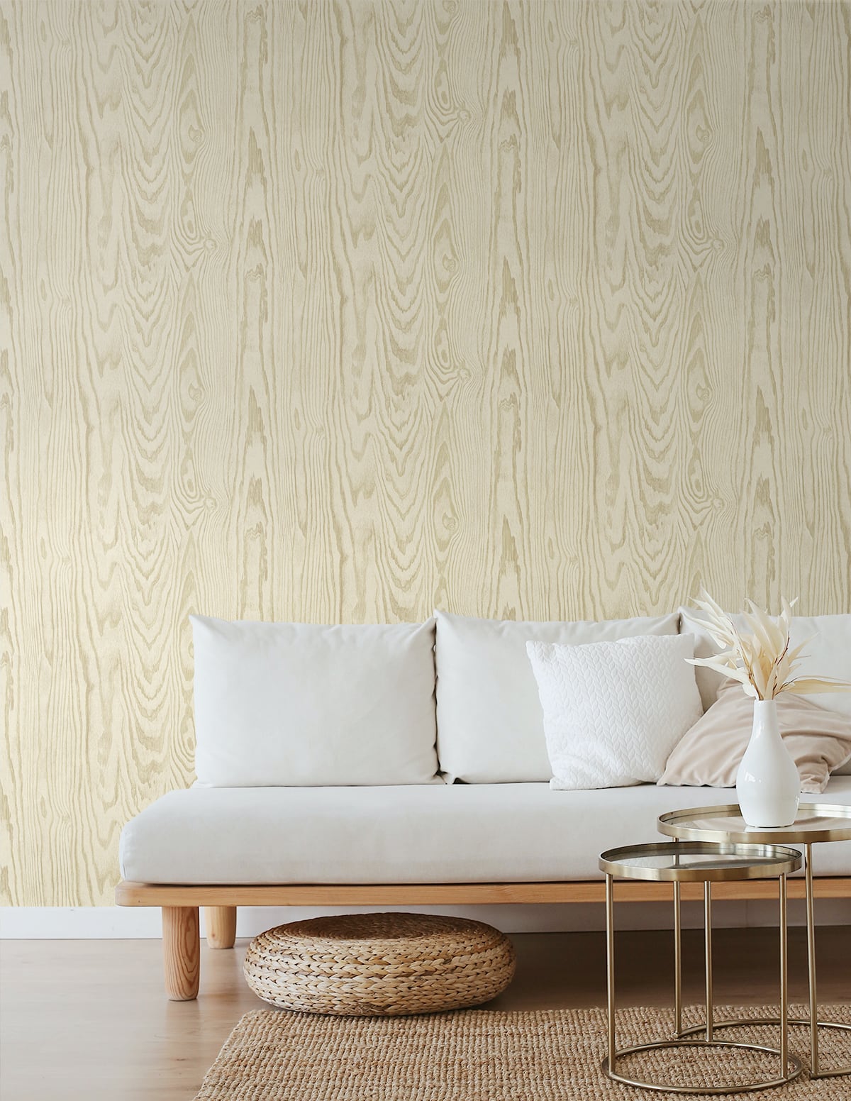 Japandi Style Nina Faux Woodgrain Unpasted Wallpaper