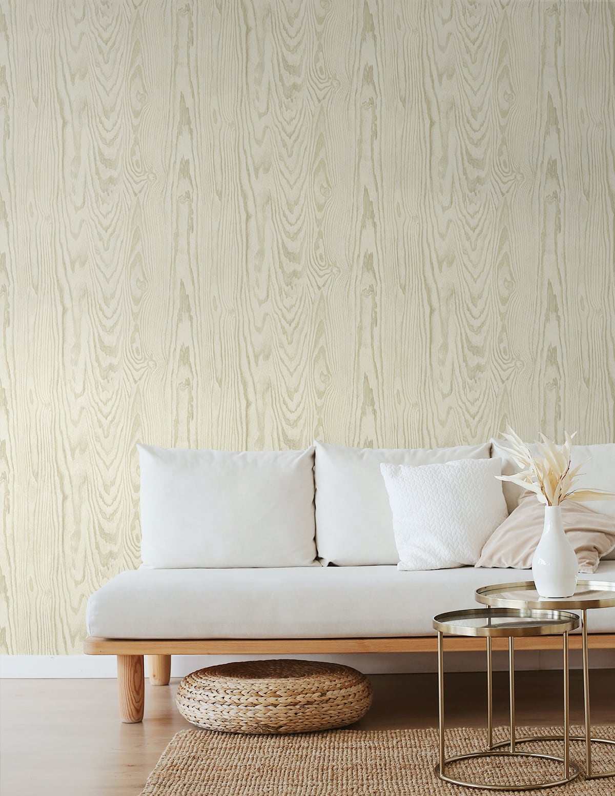 Japandi Style Nina Faux Woodgrain Unpasted Wallpaper