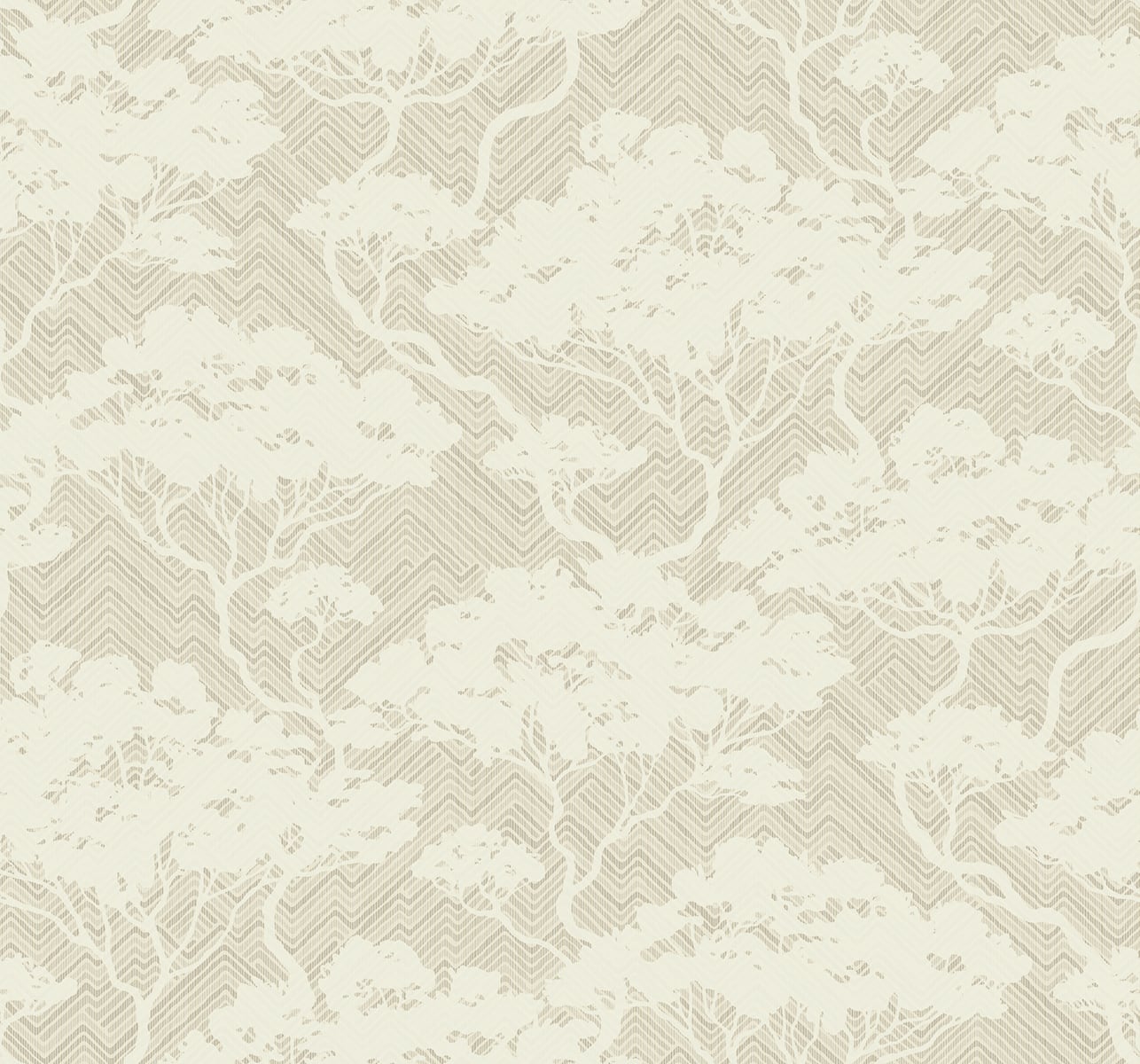 Japandi Style Nara Bonsai Botanical Stringcloth Unpasted Wallpaper