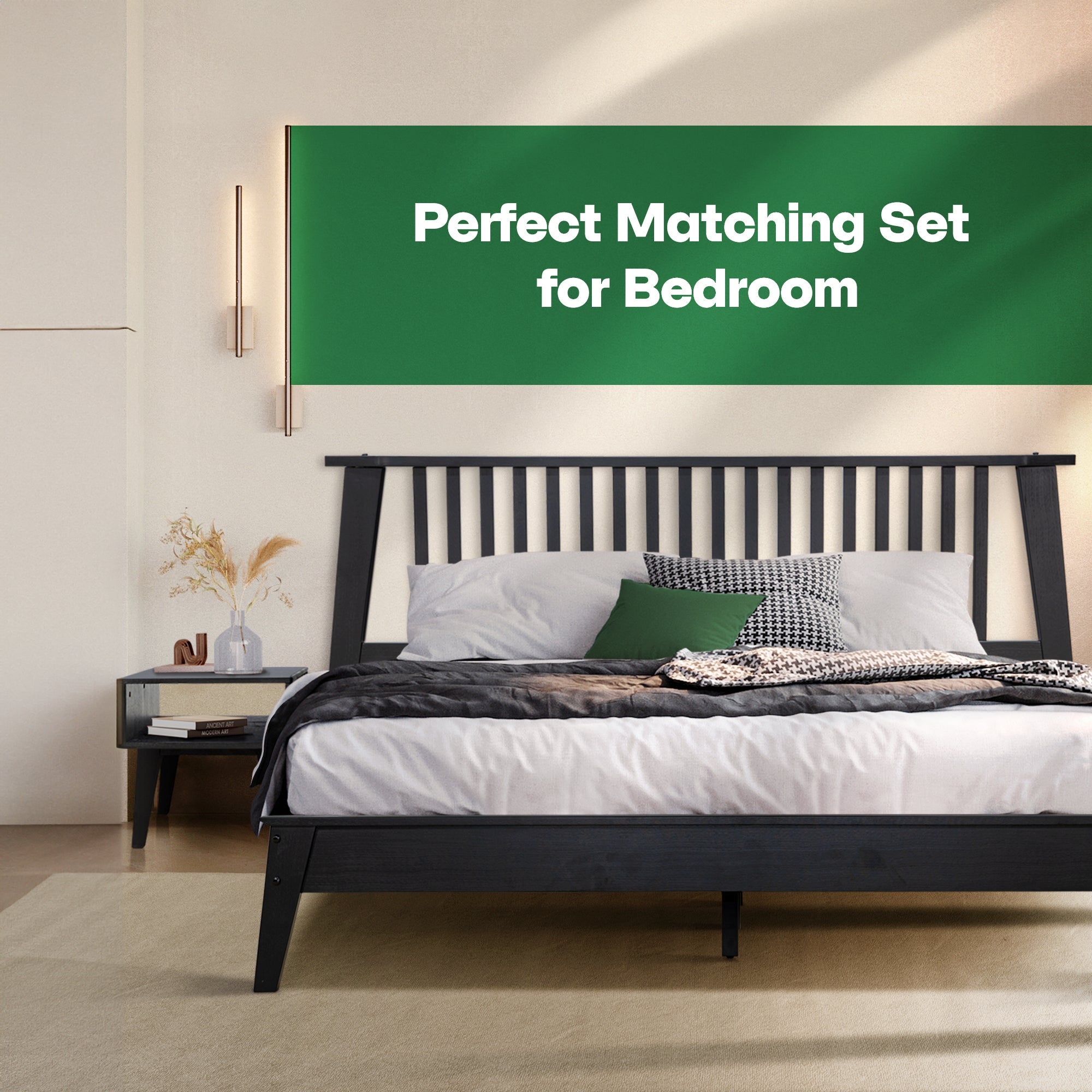 Acacia Kaylin Bed Frame & Nightstand Set