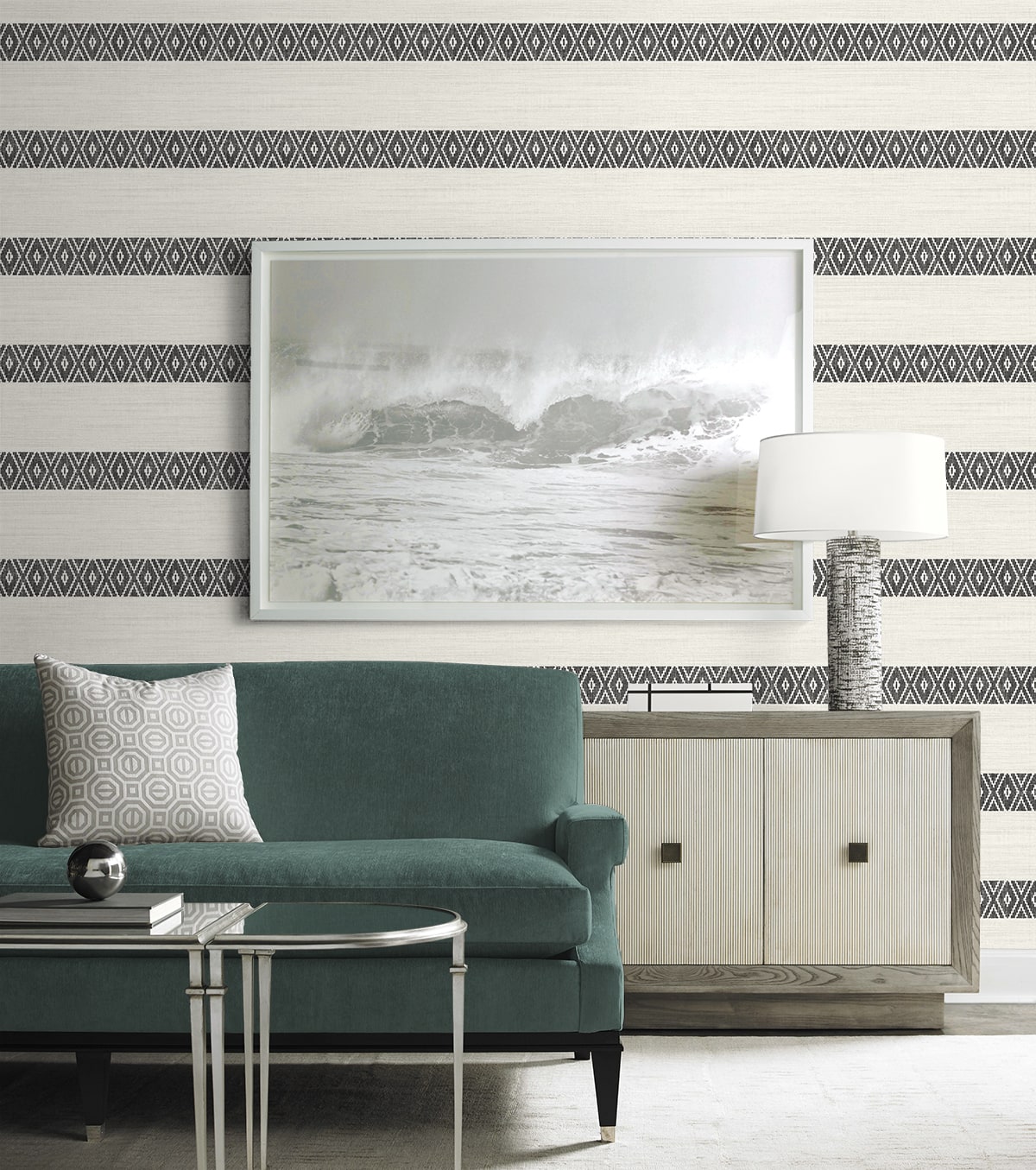 Alani Geo Stripe Embossed Vinyl Unpasted Wallpaper