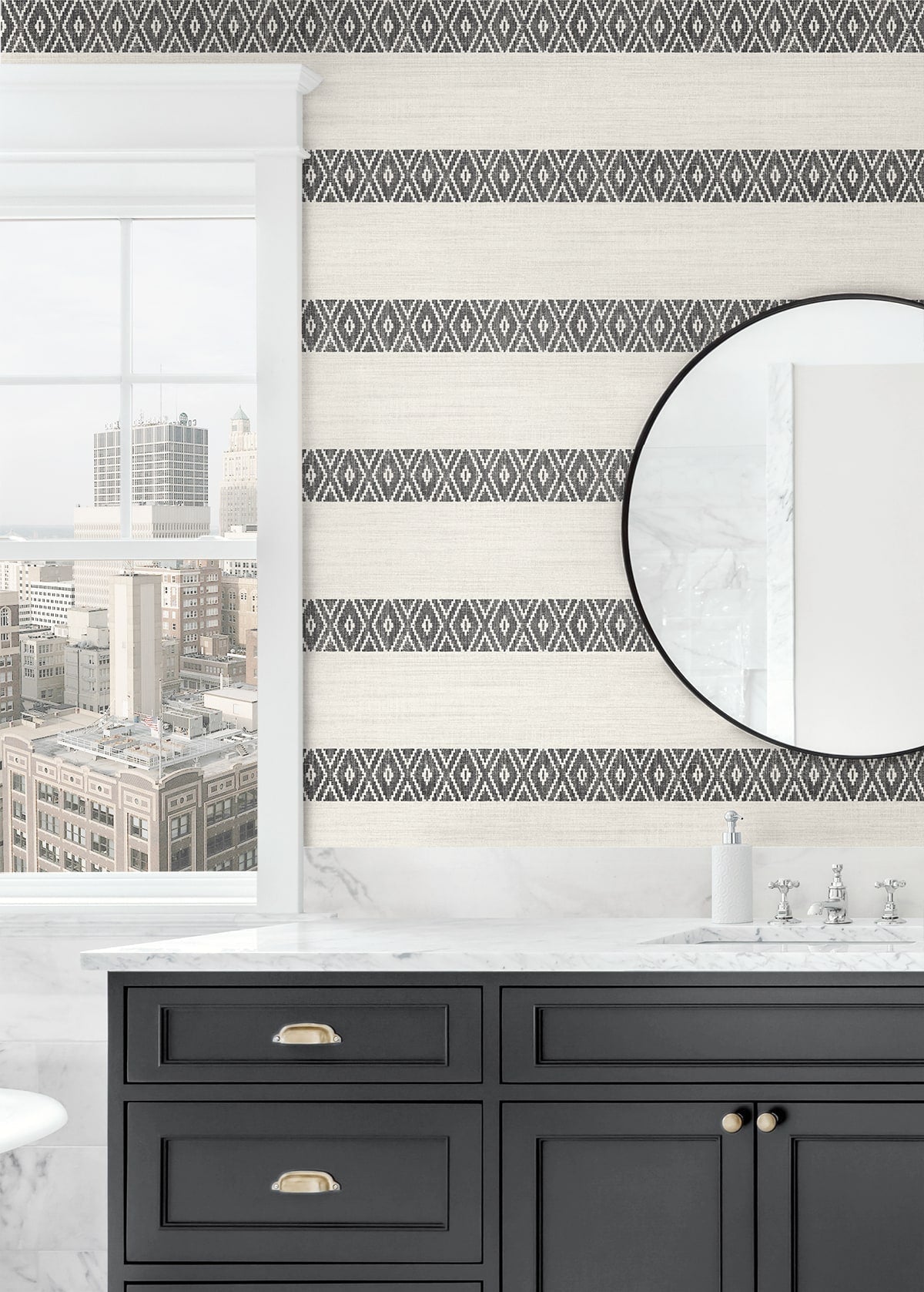Alani Geo Stripe Embossed Vinyl Unpasted Wallpaper