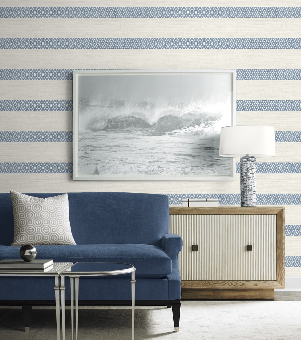 Alani Geo Stripe Embossed Vinyl Unpasted Wallpaper