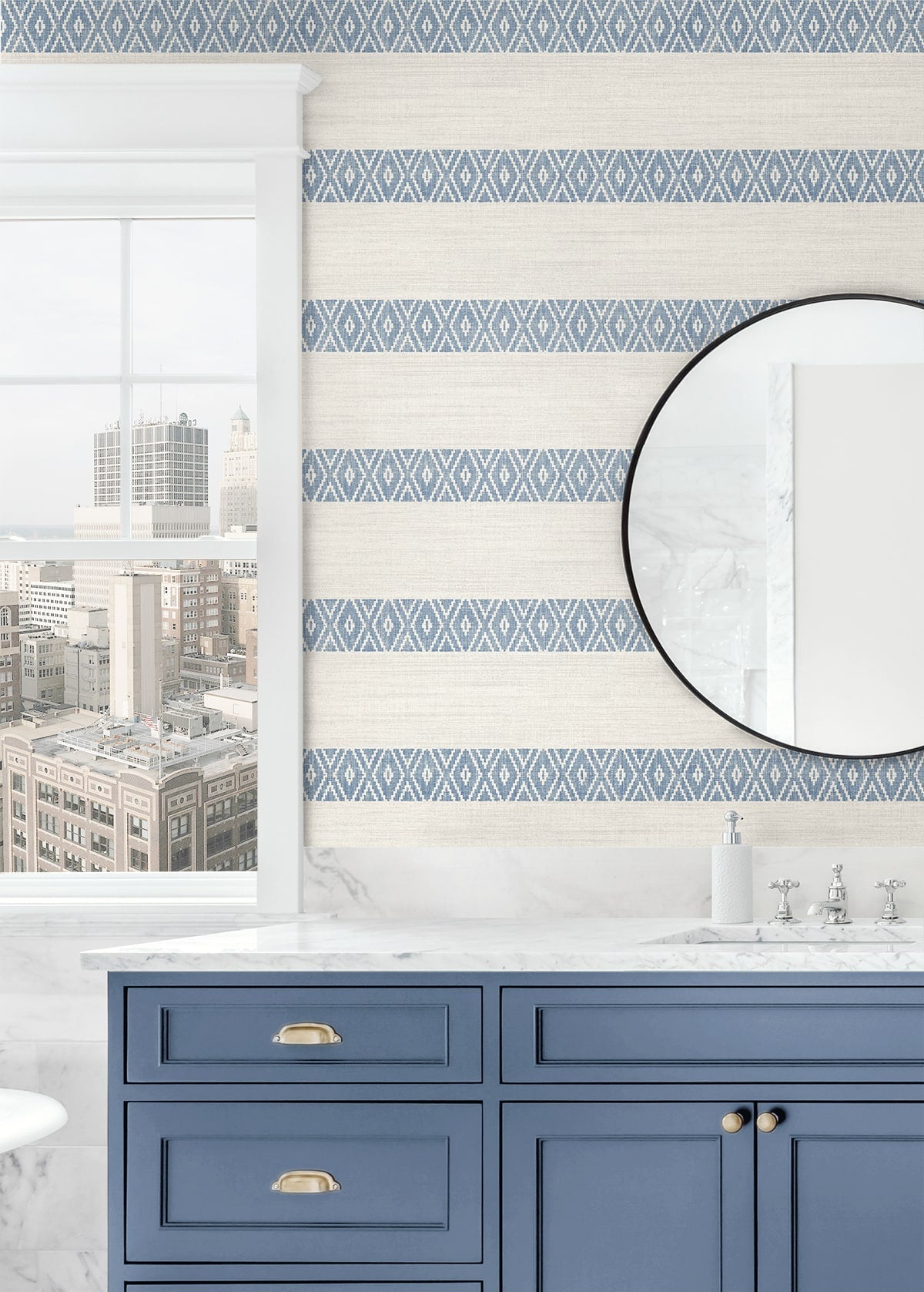 Alani Geo Stripe Embossed Vinyl Unpasted Wallpaper