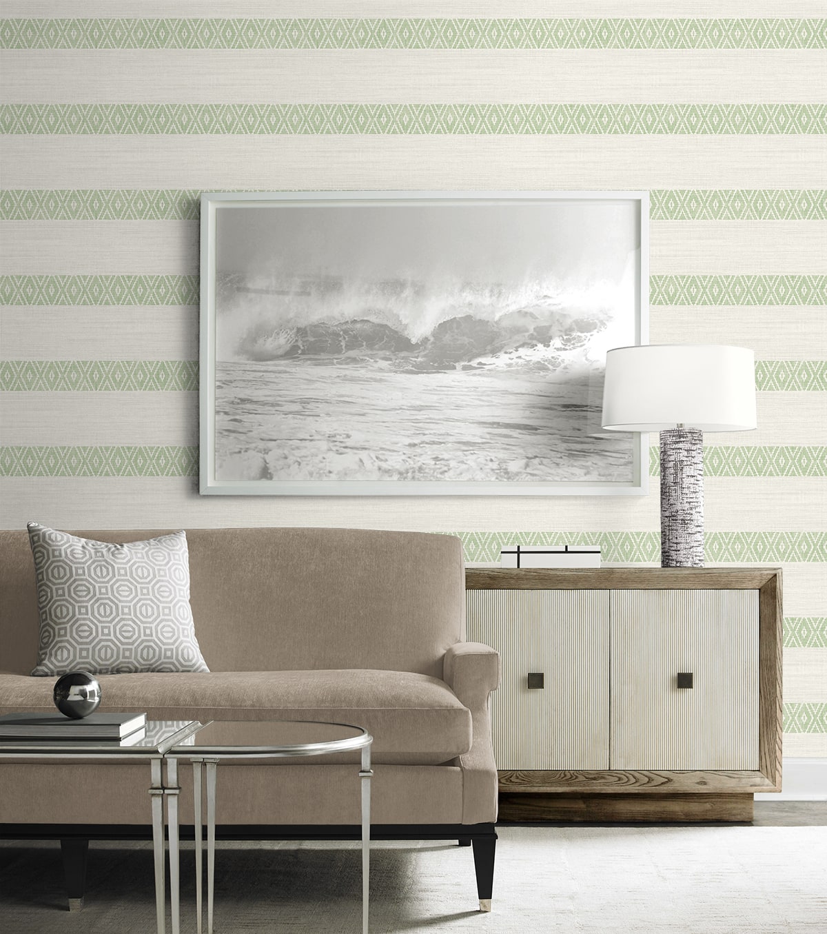 Alani Geo Stripe Embossed Vinyl Unpasted Wallpaper